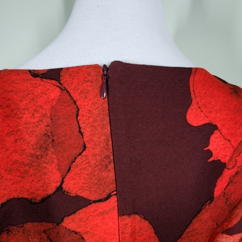 Anthropologie Hutch Poppy Puffed Sleeve Red Mini Dress, Sz 12 - Picture 6 of 9